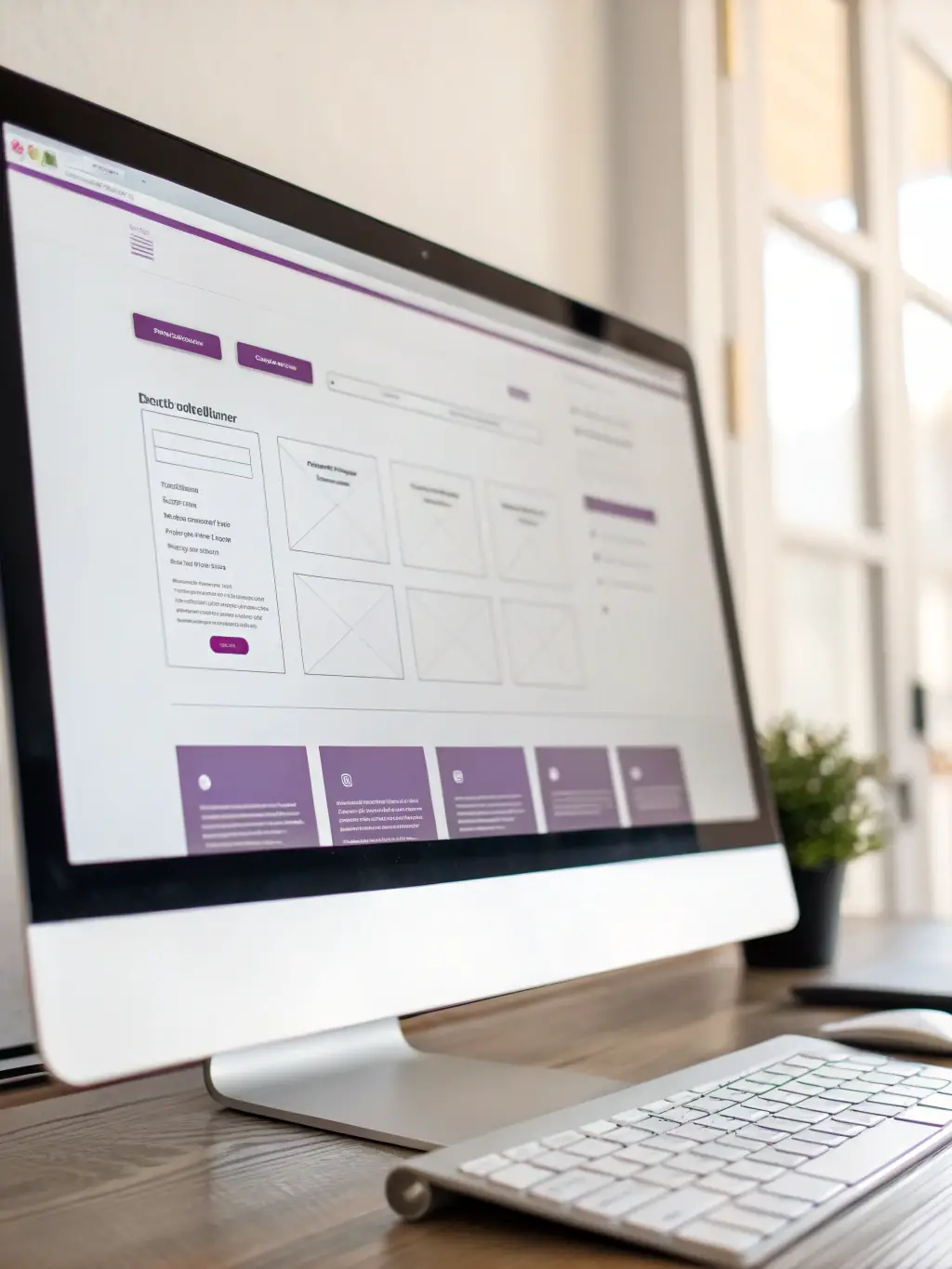 A professionally designed website mockup showcasing a clean, modern layout with a blue color scheme, highlighting key features and user-friendly navigation, intended to represent custom website design services.