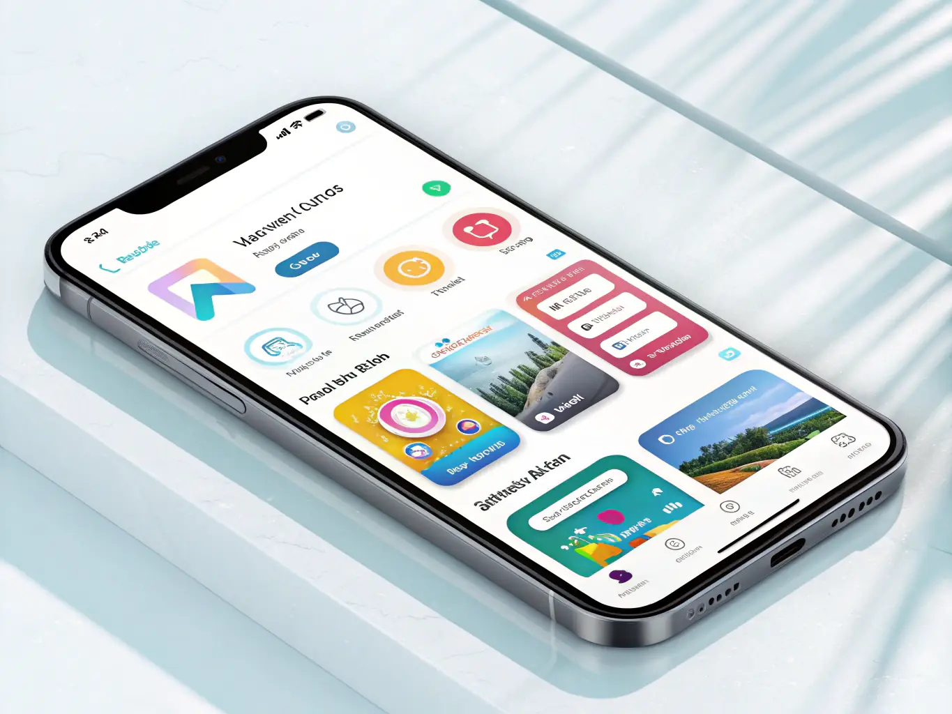 A mobile app interface showcasing a clean, modern design with blue accents, representing Top Tier Online's app development services.